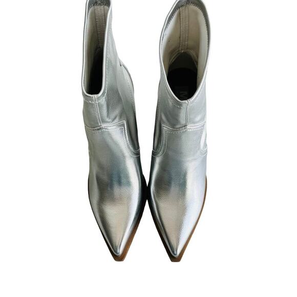 MIA Rachell Silver Cowboy Ankle Boot Size 9 NEW Concert Metallic Cowgirl Prom - Picture 6 of 10